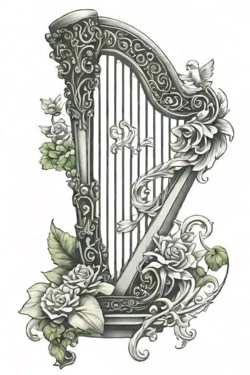 Irish Harp With Angel