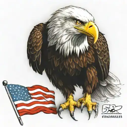 Eagle Carrying American Flag