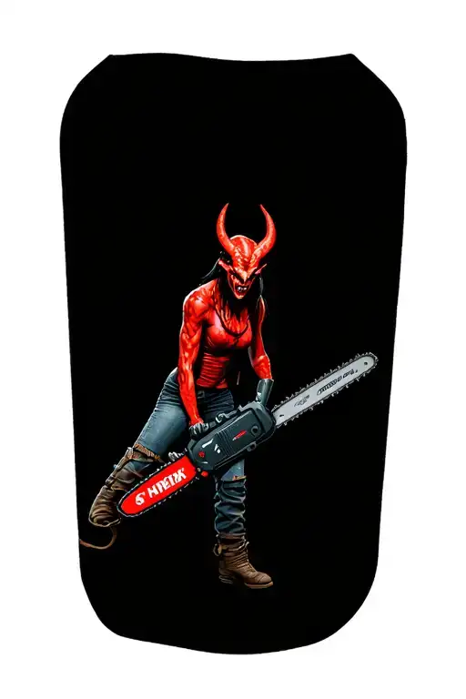 Devil Gril With A Chainsaw