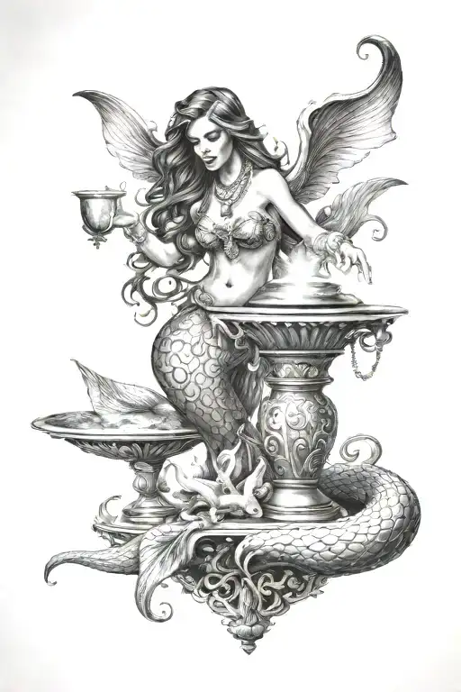Mermaid Coming Out Of A Genie Lamp