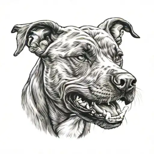 Pitbull Head Growling