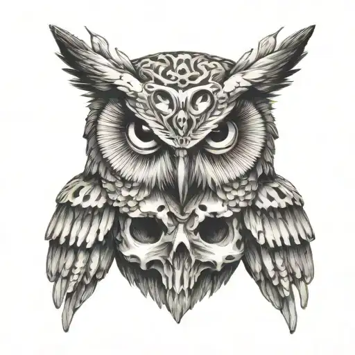 Owl Holding Cranium Skeleton