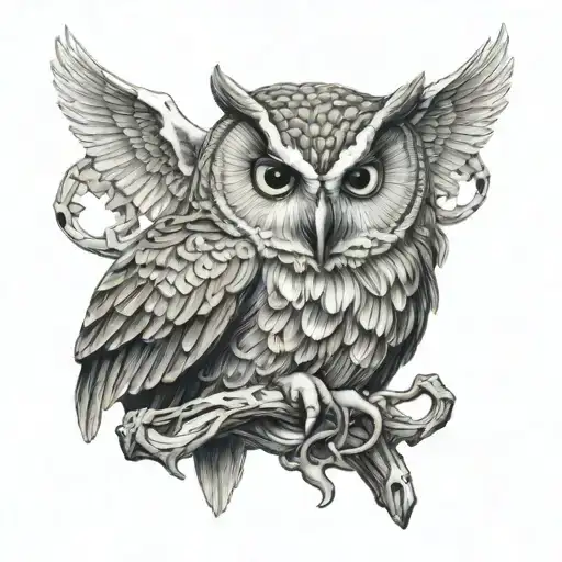 Owl Holding Cranium Skeleton