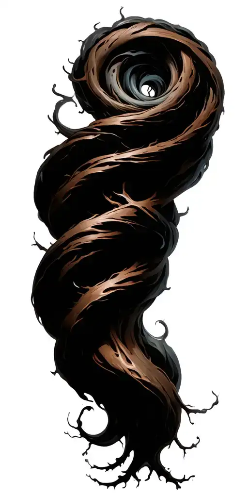 Twisting Tree Branches And Spiraling Smoke