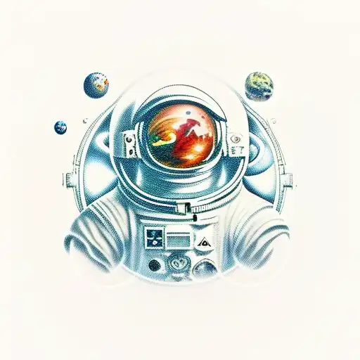 A Realistic Style Cosmonaut Exploring Outer Space