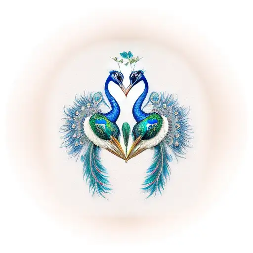 South African Blue Crane And Indian Peacock Under The Tree Of Life