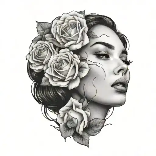 Woman Face In Roases