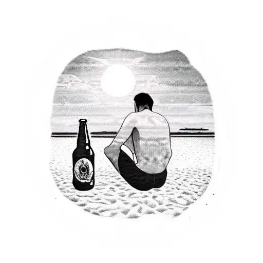 A Person Chilling At The Beach Holding A Beer During Sunset
