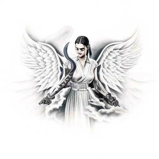 An Angel Fighting A Demon