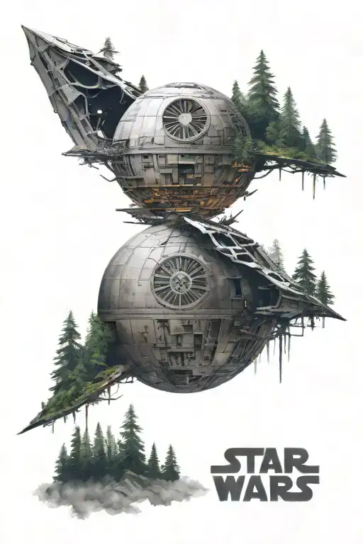 Star Wars Theme Galaxy Above Death Star Above Endor