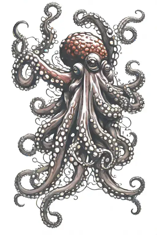 Red Octopus Spitting Ink