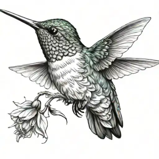 Hummingbird With A Distant Mountain