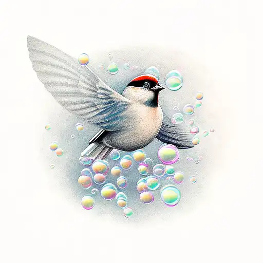 Singing Bird Surrounded By Bubbles