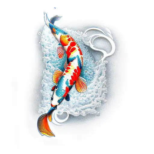 Koi Fish With Flower