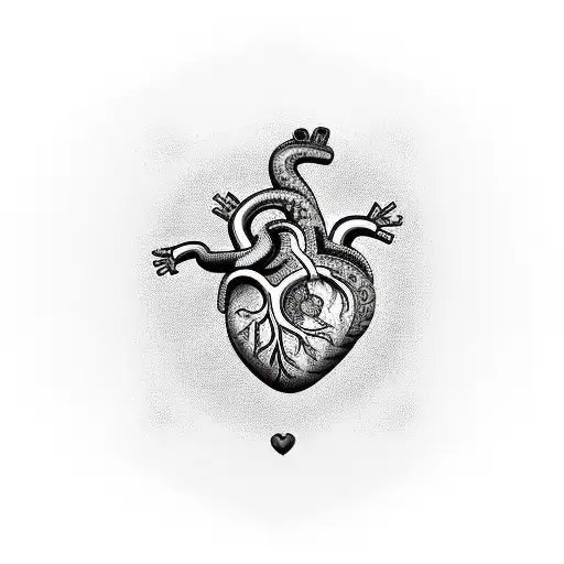Anatomical Heart With Snake Wrapped Around