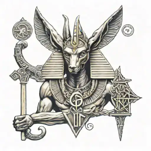 Anubis With Ankh And Letters Jmcp