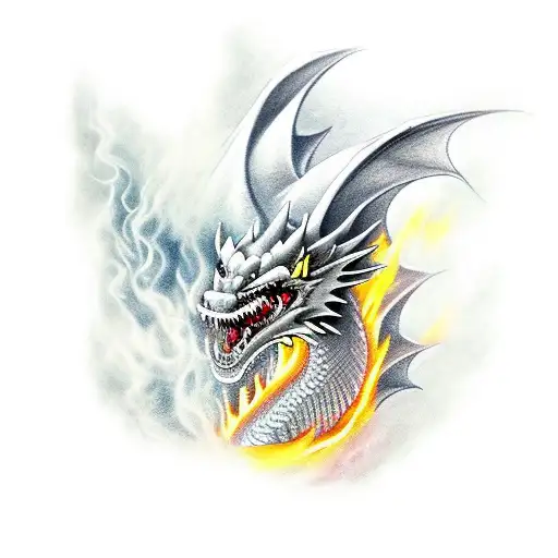 Dragon On A Castle Scorching Fire