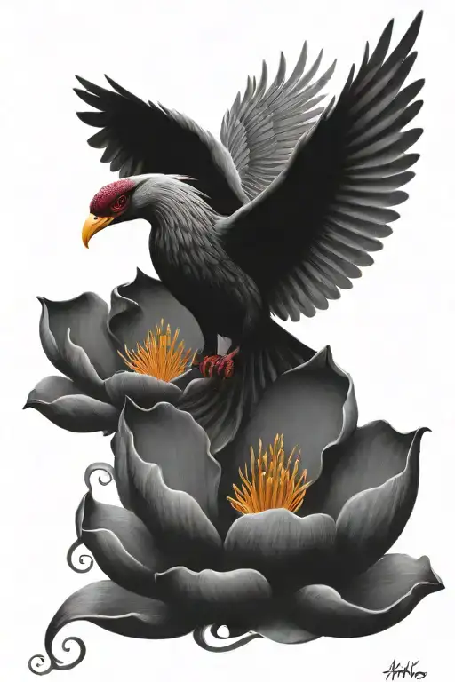 Pheonix Rising From A Lotus Flower