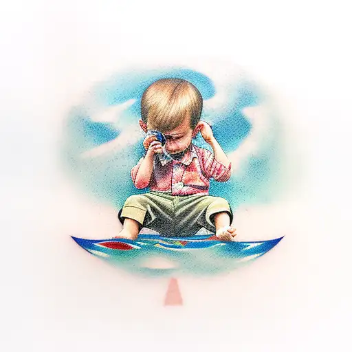 A Little Boy Drowning A Puddle Of A His Own Tears