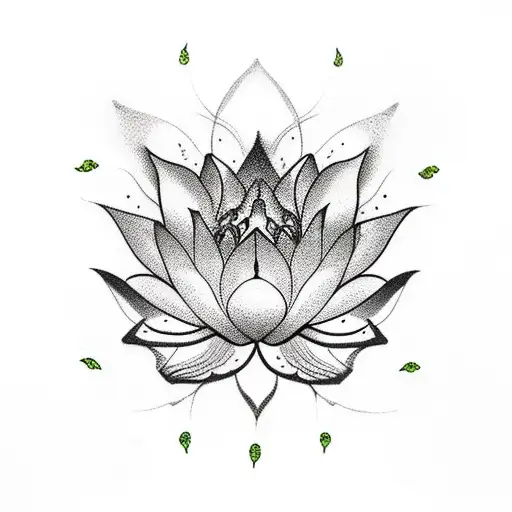 Lotus Flower With Leaves