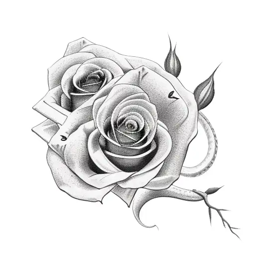 Snake With Rose And Thorns