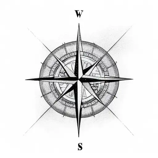 Compass Rose With A Waterfall And Morning Doves