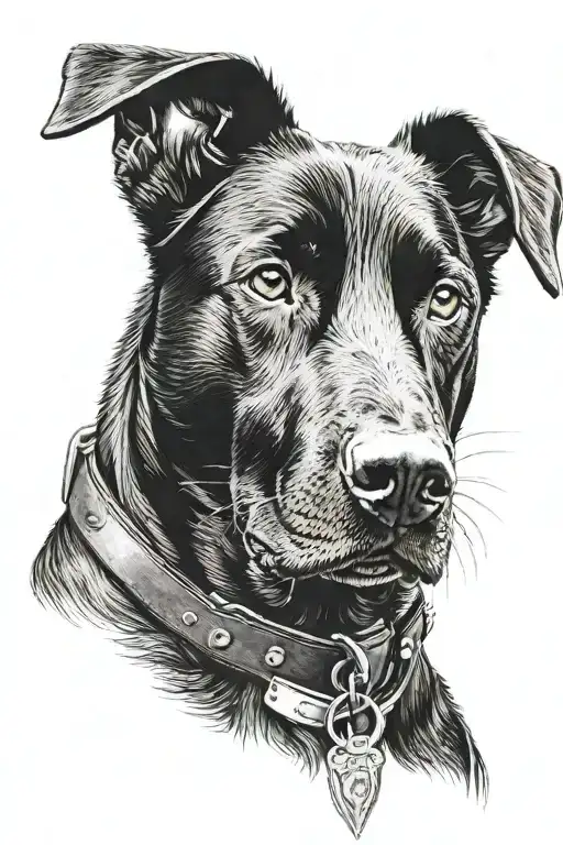 Police Black Lab Dog Portrait