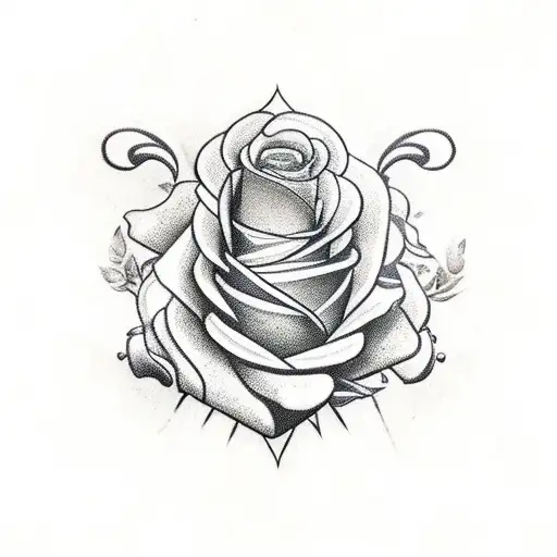 Two Swords With Roses And Old German Lettering