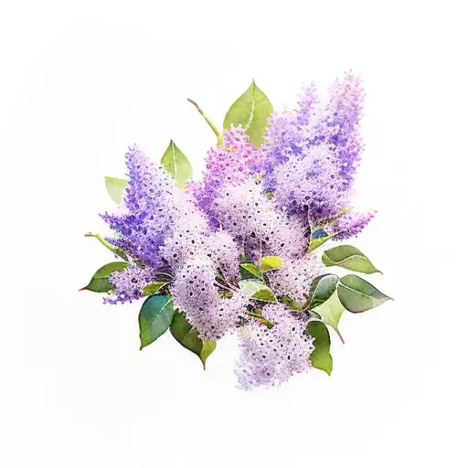 A Watercolor Style Sprig Of Lilacs