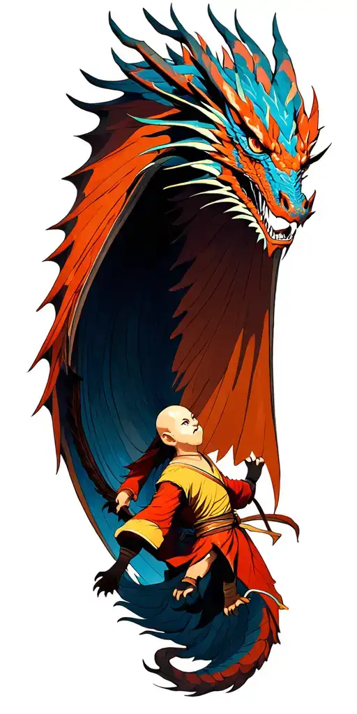 Zuko And Aang Dragons Flying