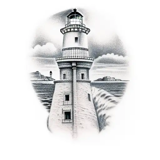 Ancient Greek Figure With Lighthouse In The Background