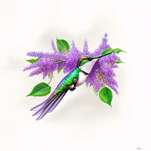 Hummingbird With Lilacs