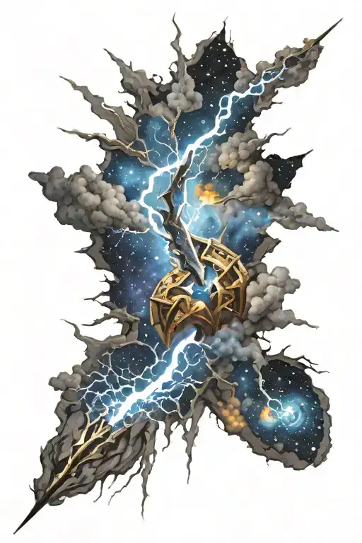 Galaxy And Lightning Bolt Striking