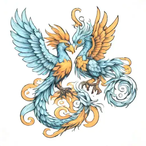 Two Baby Pheonix As Pisces And Scorpio Zodiac Sign