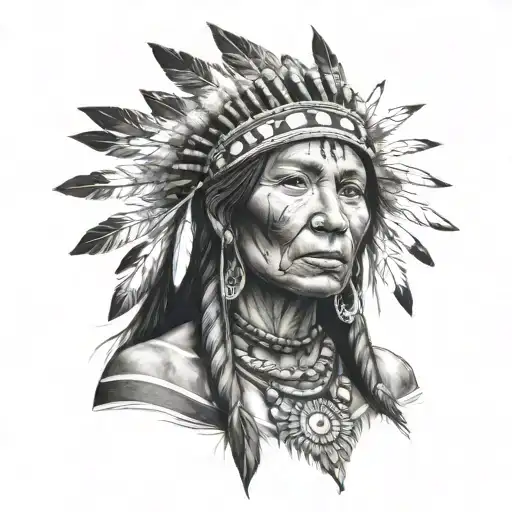 Native American Female Woman Sitting