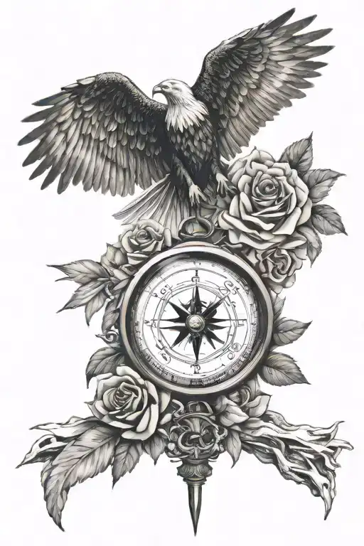 Compass And Rose And Eagle And Angel And Nature