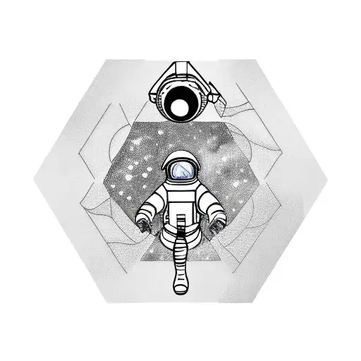 Astronaut In Space With Hexagon Background