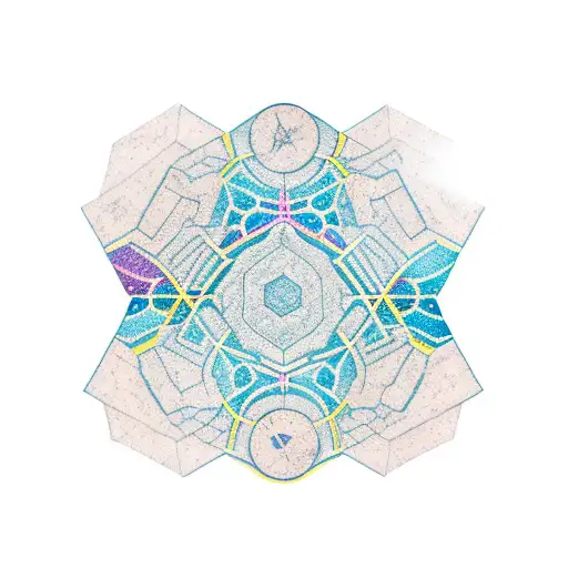 Man In Space Colored With Hexagon Pattern Background