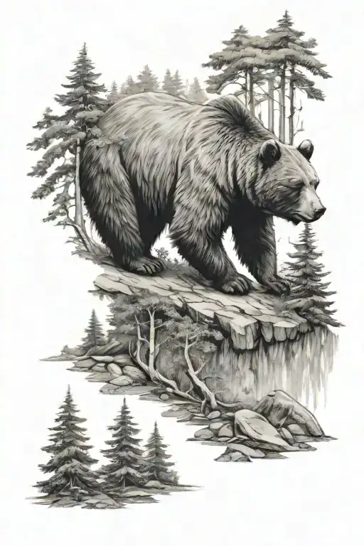 Bear Walking Through A Forest