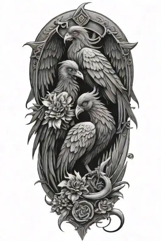 Two Baby Pheonix A Pisces And Scorpio Zodiac Sign Surrounded