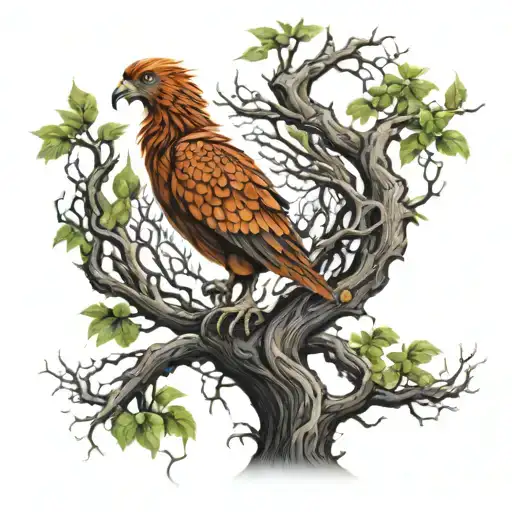 Phoenix Bird Inside A Tree Of Life