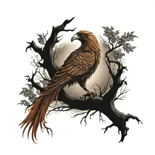 Phoenix Bird Inside A Tree Of Life