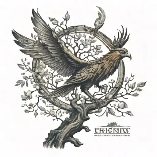 Phoenix Bird Inside A Tree Of Life