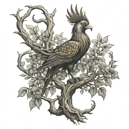 Phoenix Bird Inside A Tree Of Life