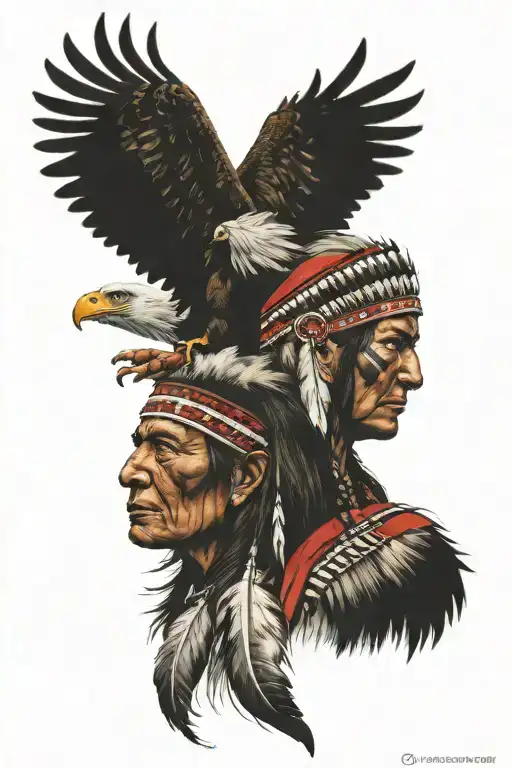 Eagle And Red Indian Woman