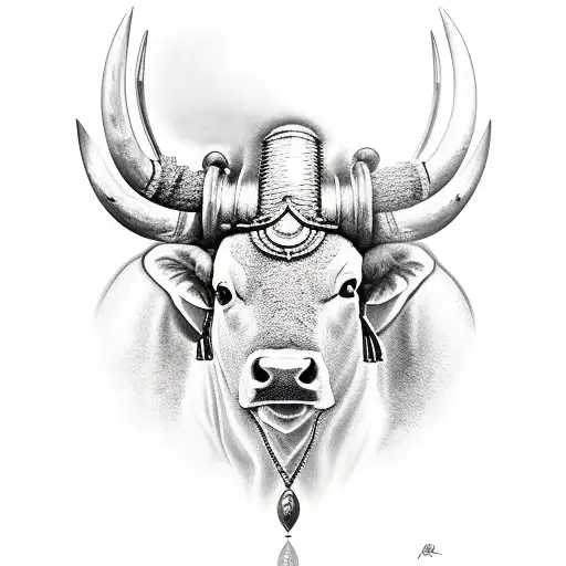 Gladiator With A Reflection On Water Of A Bull