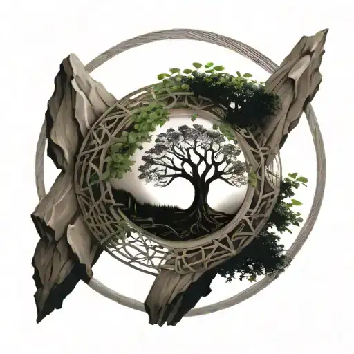 Tree Of Life Featuring All The Nordic Runes In The Circle