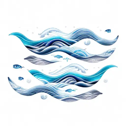 Linear Panoramic Blue Ocean Wave