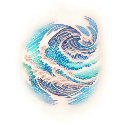 Linear Panoramic Blue Ocean Wave