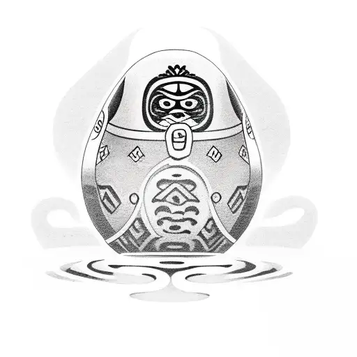 Daruma Doll With Polynesian Background